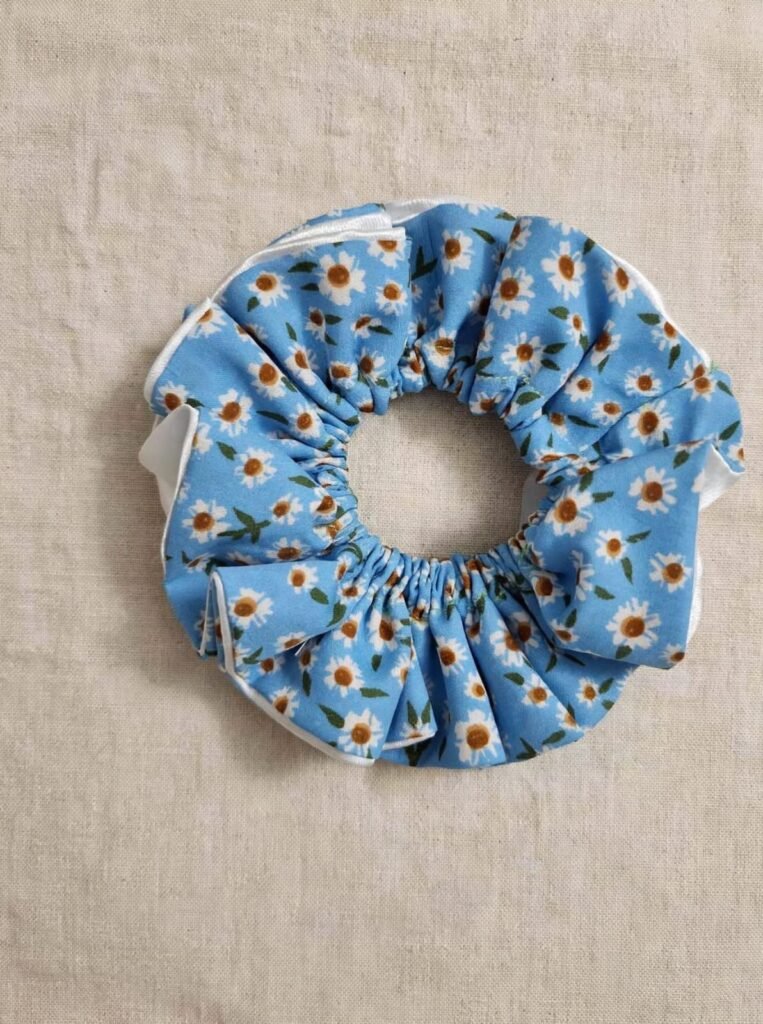 floral printed double layer scrunchies