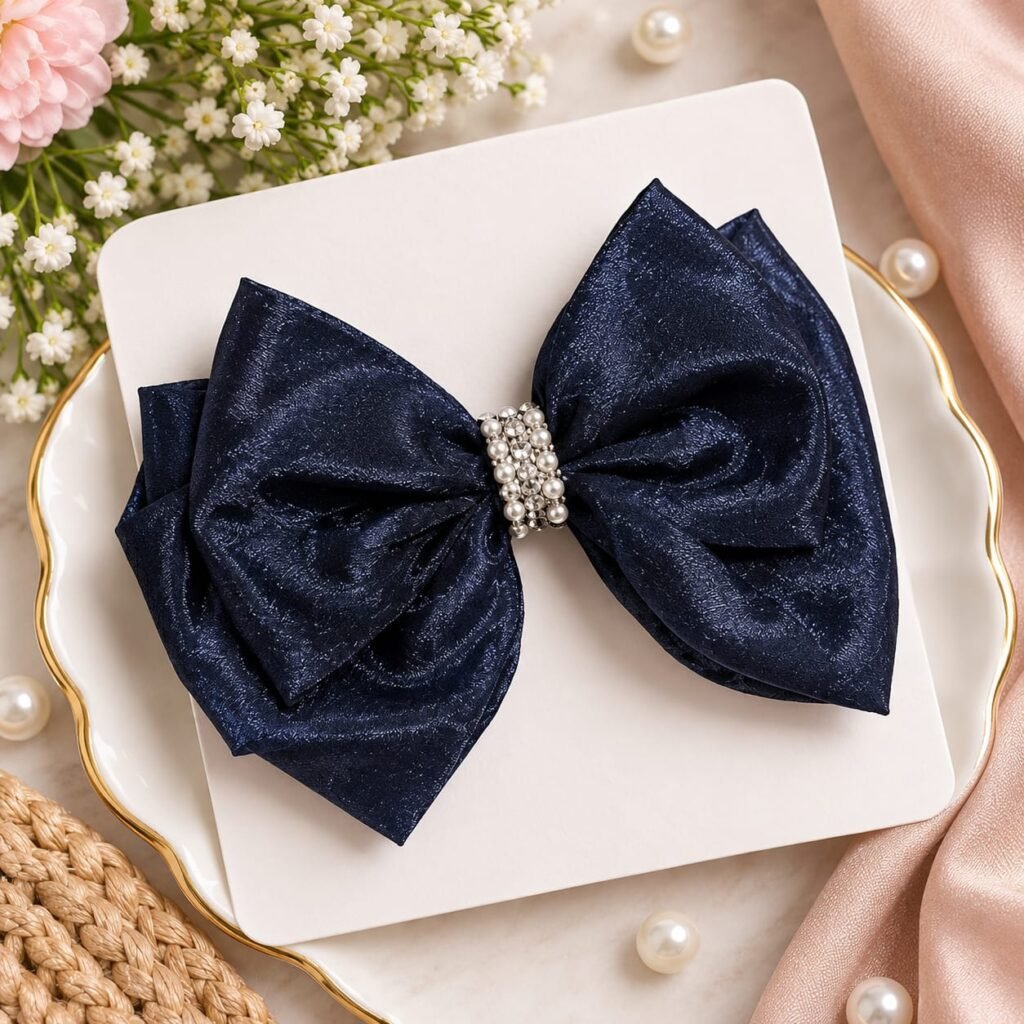 Elegant Navy  Bow clip